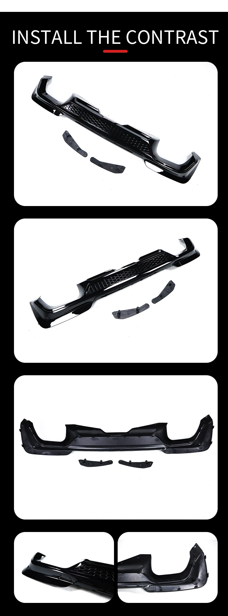 Auto Car Parts M Type Abs Gloss Black Rear Diffuser Wholesale Abs Body