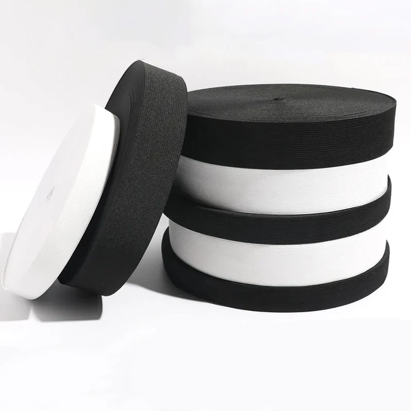 High Elasticity Knit Spool Sewing Band for Waistbands Black White Flat Elastic Band Tape for Garment Sewing