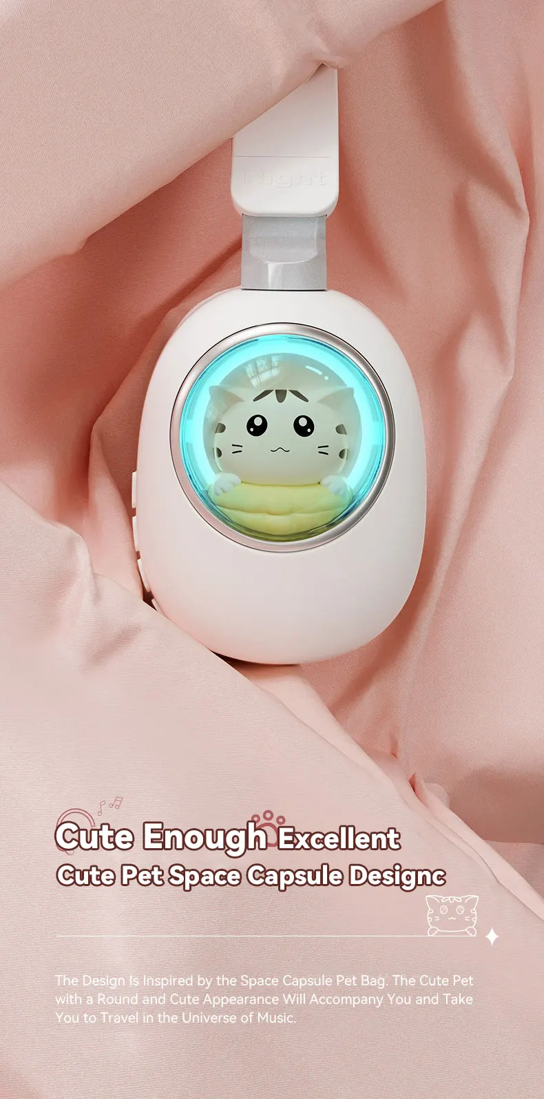 Compact Folding Soft Comfortable Over Ear Lightweight Bt Wireless Headphones for Kids