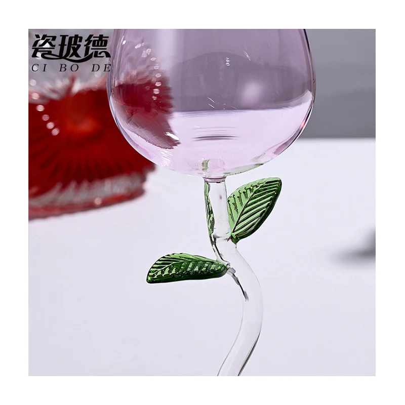 Burgundy-style Red Wine Glass ROVSYA Set of 4, Hand Blown Crystal