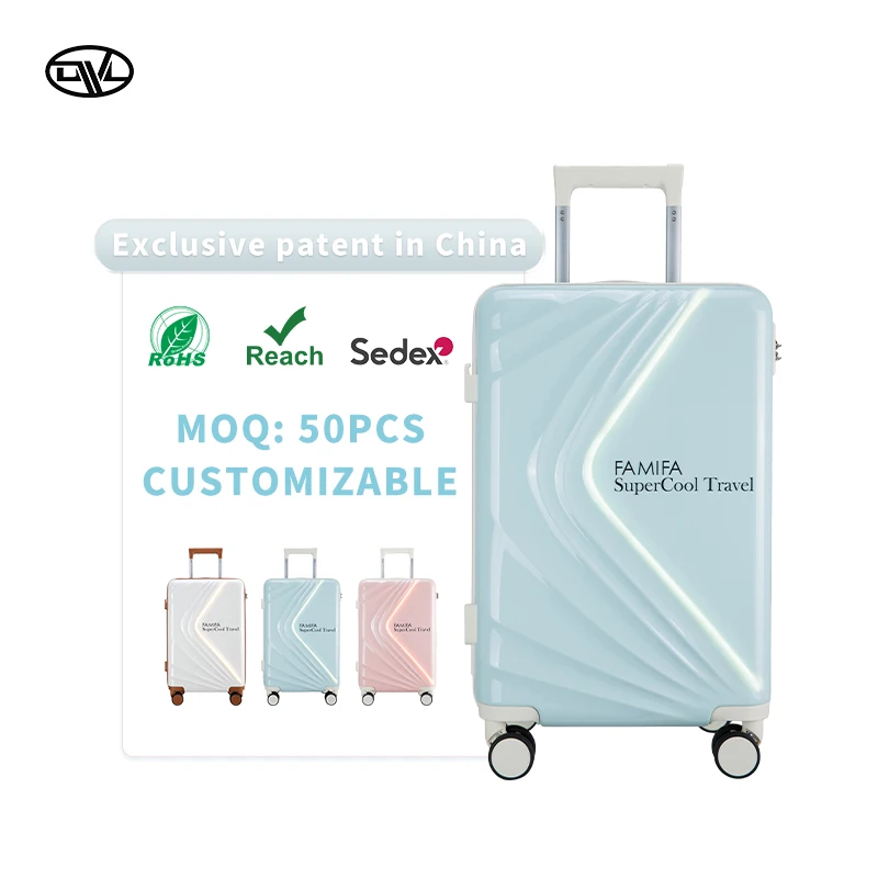 2025 New  Emitting Diode Light Emitting ABS PC Trolley Mala De Viagem With Inlay TSA Lock Silent Wheel With Protective Cover