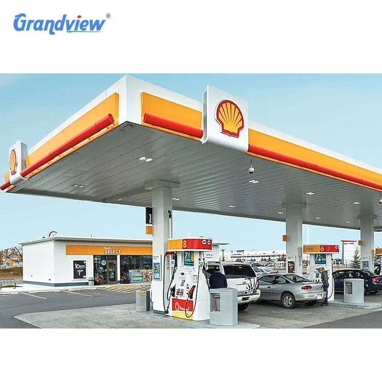Custom Gas Station and Design Station Accessories Pylon Sign Frame Design Gas Station Canopy for Sale