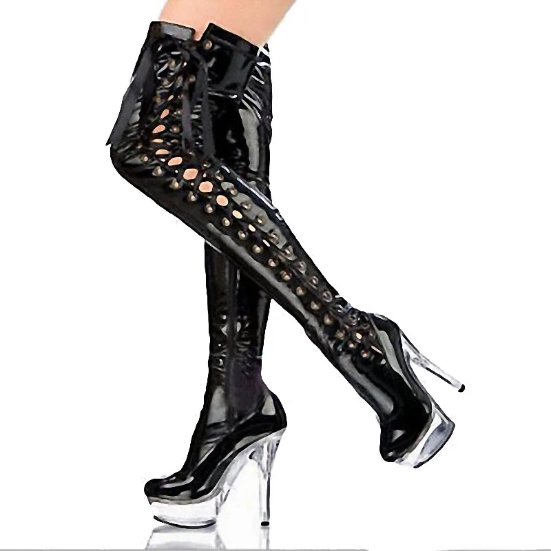 New Style Hot Sale Women 15cm High Heel Over The Knee Boots 6 Inch Pu ...