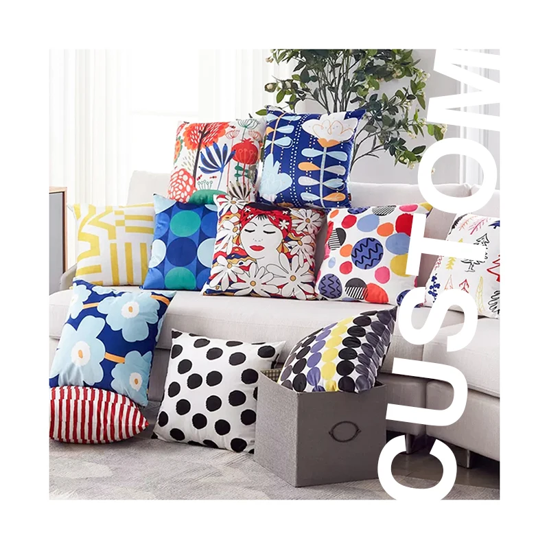 Buti Digital Print Home Textiles Custom Throw Pillowcase Satin Couch Printed Decorative Cushion Cover Customized Pillow case
