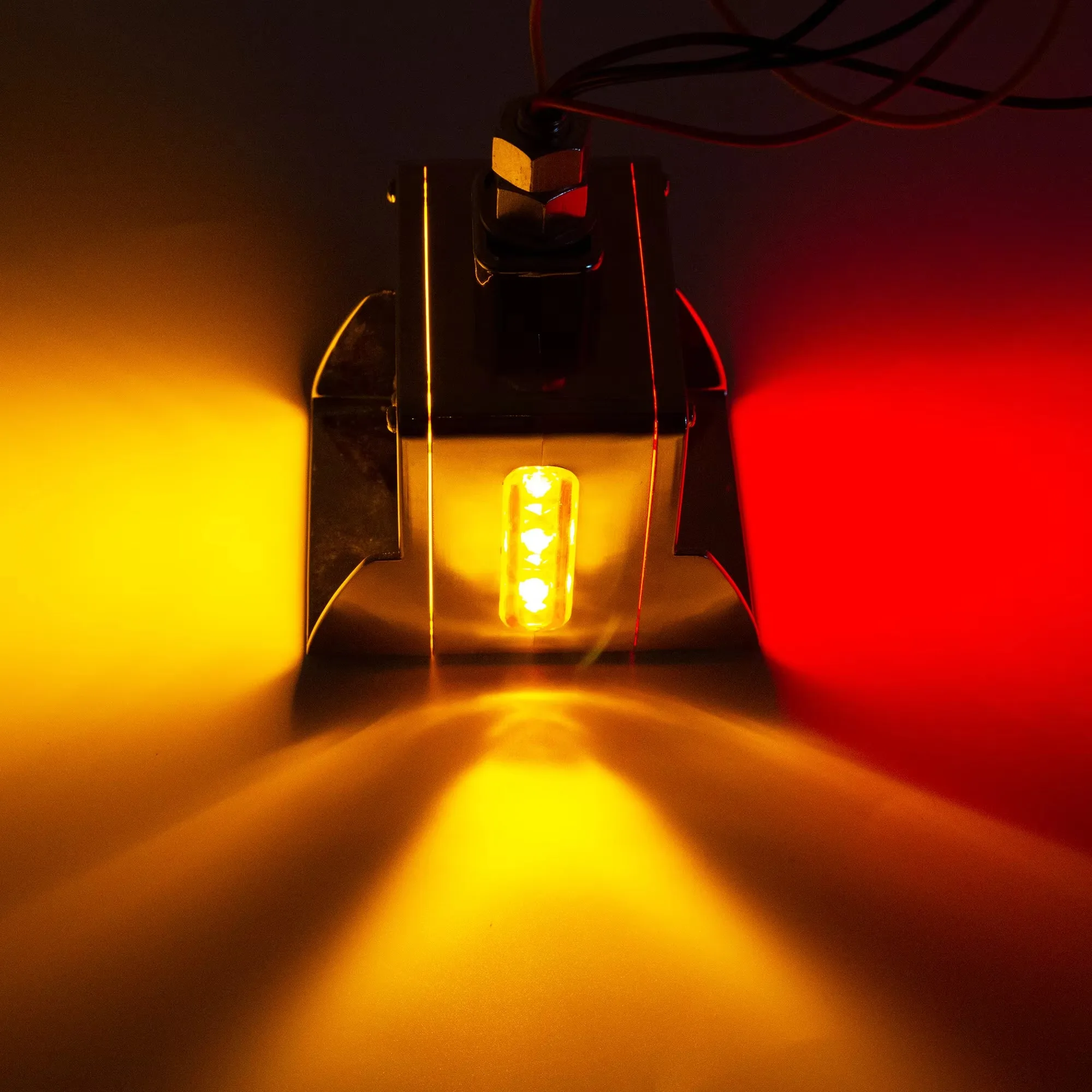 Amber/Red Double-Face Pedestal Fender Light with Stud Mount Square 39 LED Brake Turn Tail Signal Trailer Light 3