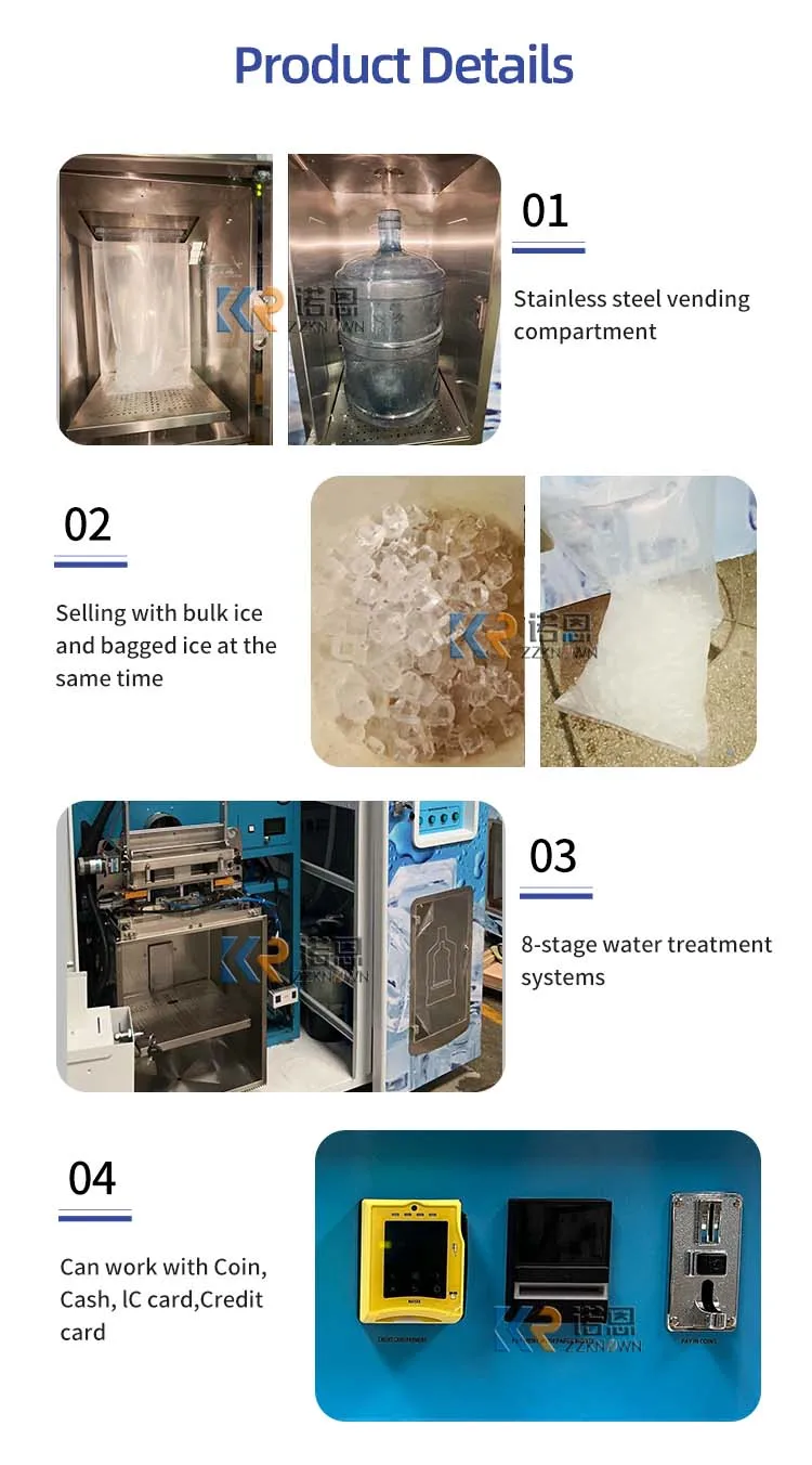 24 Hours Automatic Pure Ice Cube Vending Machine Commercial Ice Vending Machine And Bagging