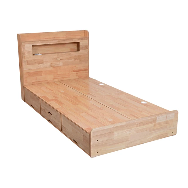 Factory wholesale Chinese style solid wood storage bed small apartment bedroom apartment hotel single double bed