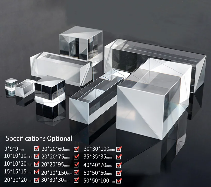 Optical gluing four prisms quadratic measurement total reflection visual image detection custom right Angle reflection prism bea