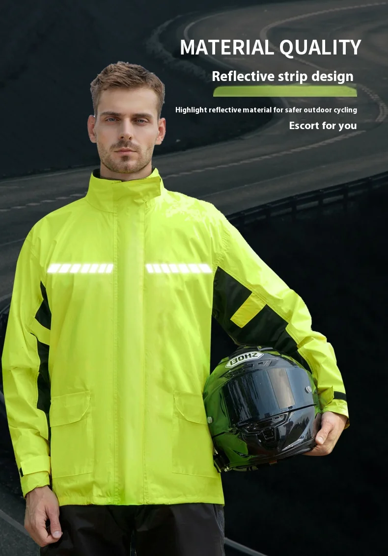 Men's Lightweight Reflective Raincoat Set Waterproof Windproof Portable for Motorcycle Golf Fishing Reusable Rainpants Included