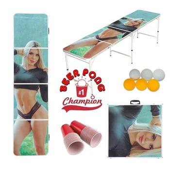 [Free Sample] BeerPong game Table party Design bierpong table Outdoor Folding 8ft Folding Beer Pong Tables for cheap