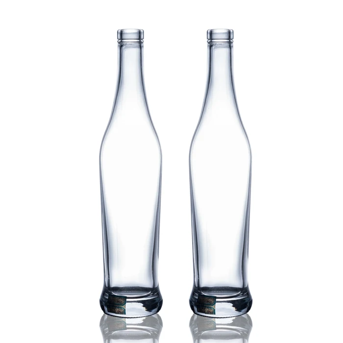 Cork Top 450ML Clear Round Tall Glass Wine Vodka Bottle