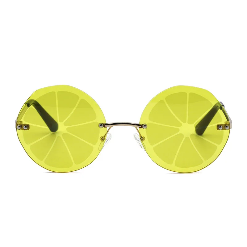VIFF HM21445 Yellow Lemon Slices Rimless Sun Glasses Fashion Party Favor Sunglasses