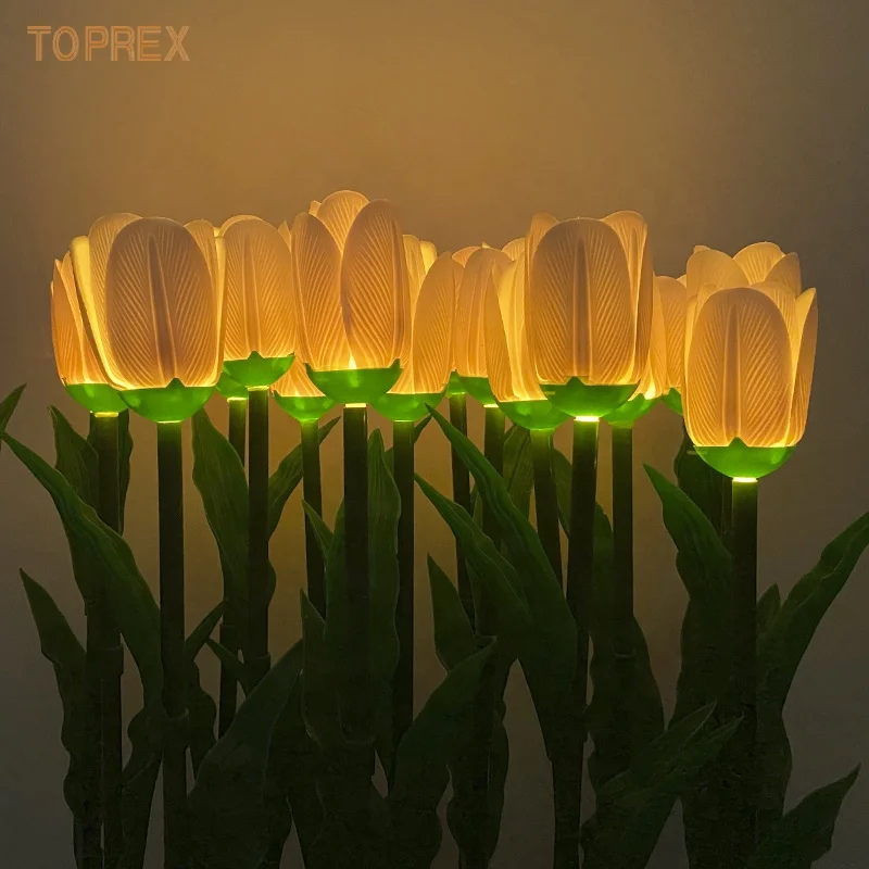 TOPREX LED Artificial PU Tulip Lights Plug-In Garden Decoration Lighting for Weddings Mother's Day New Year Parties