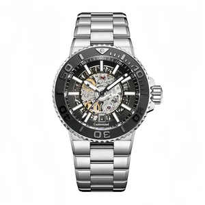 Factory Customized 43mm Luxury Men's Luminous Diving Watch Stainless Steel Skeleton Automatic Mechanical Watches