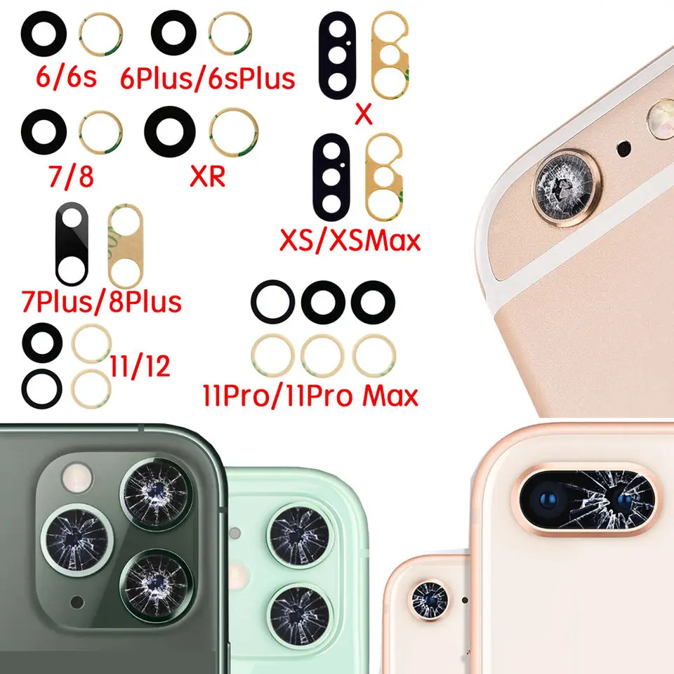 Back Rear Camera Lens Glass Replacement for Samsung xiaomi huawei iPhone  Plus X XS 11 12 13 PRO Max Mobile Phone Spare Parts