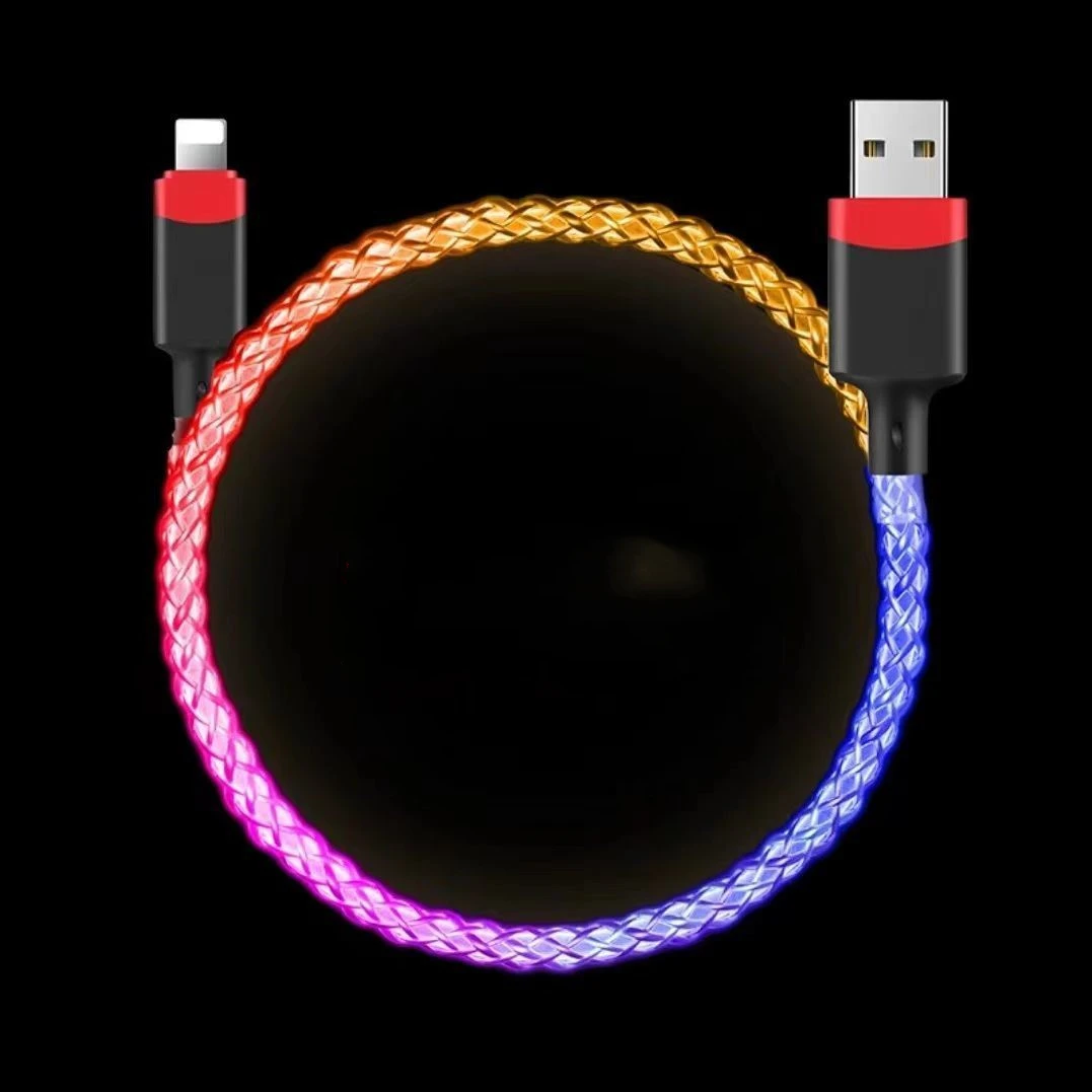 Led Light Rgb 66w Ziny Alloy Fast Charging Cable Type C Usb Cable Flowing Light Up Charging