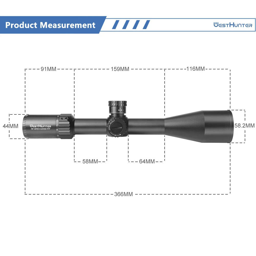 Westhunter HD GEN2 6-24x50 FFP Hunting Scope - Zero Stop