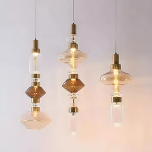 European Retro Hotel Apartment Commercial Project Lighting Post-Modern Luxury Glass Long Chandelier Adjustable Height Dimmable