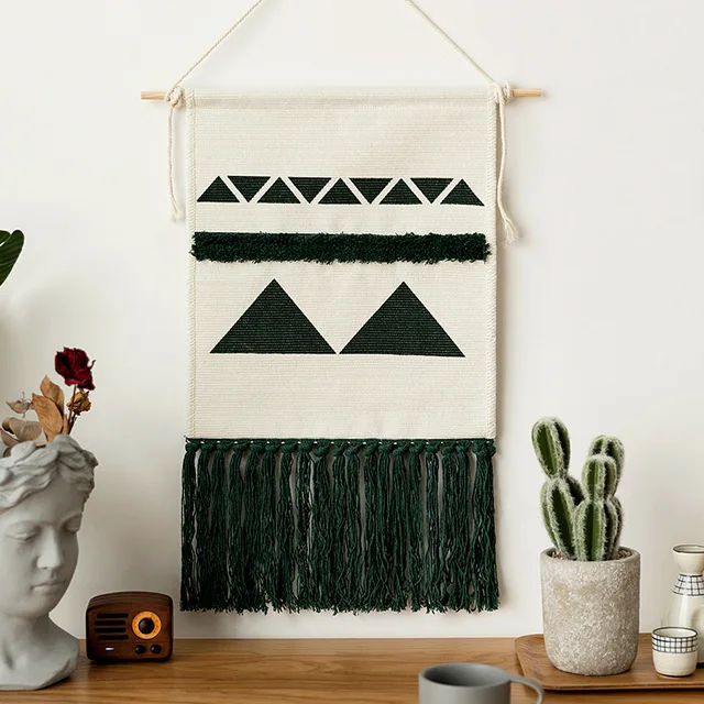 Modern Mini Handmade Macrame Wall Hanging Ornaments Boho Art Hand Woven Decor for Bedroom Living Room Christmas Decoration