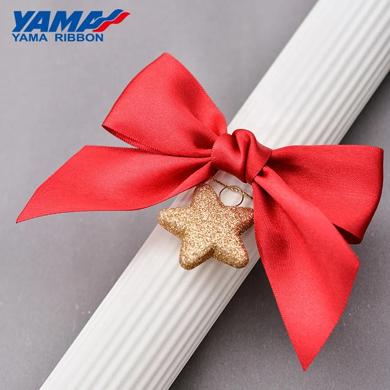 Yama Factory Custom Size Satin Bows Pre Tied Gift Ribbon Bows With Elastic Loop
