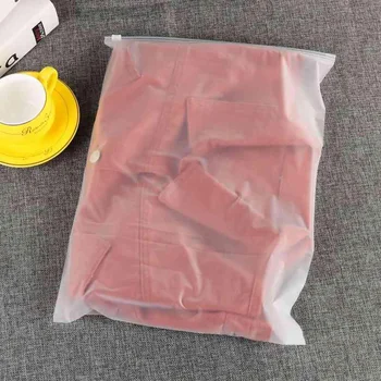 Custom print logo slider frosted zipper plastic bag packing bag for cosmetic and clothes