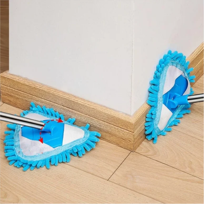 Magic Triangle Wall Cleaning Mop with Long Handle Chenille Dust Mop Ceiling Mop Adjustable
