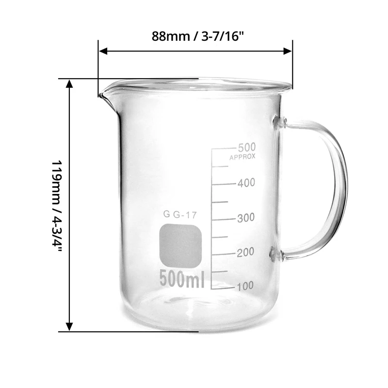 Lab Glassware 500ml Borosilicate Glass Measuring Beaker Mug With Handle Buy Glass Beaker With 7413