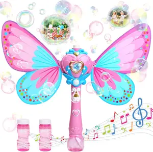 EPT Newest Beauty Full-Automatic Wings Bubble Magic Bubble Wand Light Up With Music Plastics Soap Froth Bubble Wand Toys