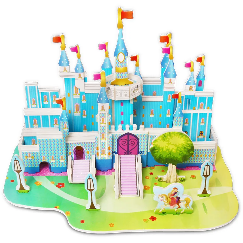 Attractive Cartoon Castle Garden Zoo Princess House 3D Puzzle Jigsaw Interesting Learning Educational Toys For Children Kid Gift