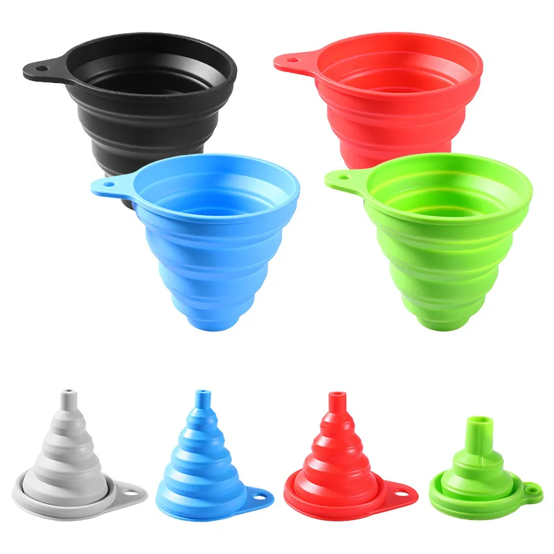 product wholesale custom silicone kitchen utensils creative retractable portable foldable funnel large medium small sizes for home use-8