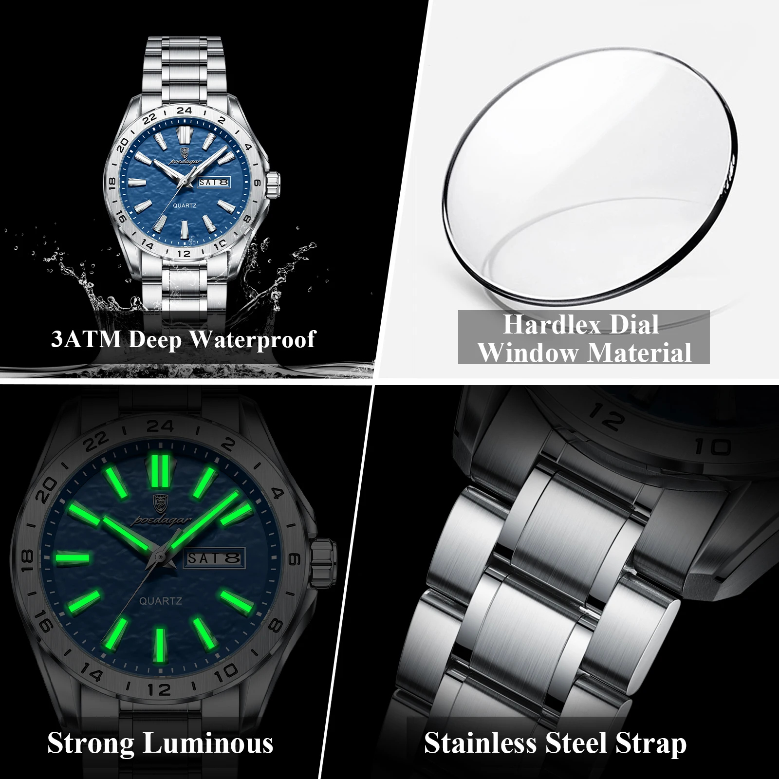 Poedagar 683 Men's Dual Calendar Luminous Watch