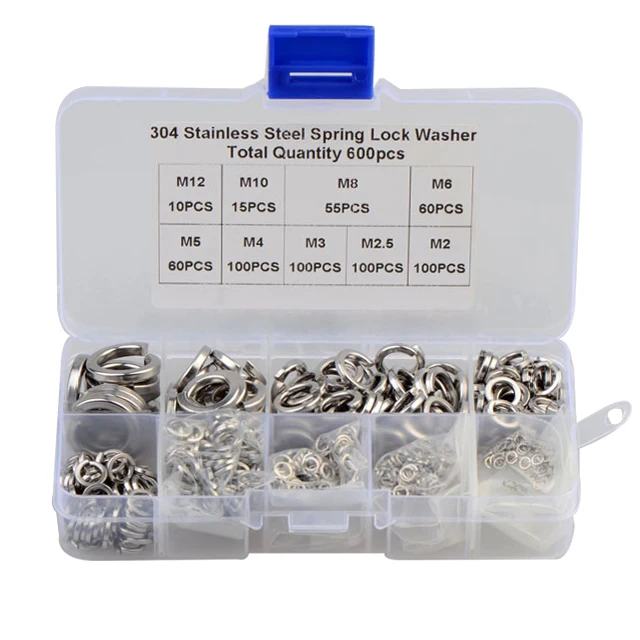 100pcs M2 304 Stainless Steel Spring Washer Split Lock Washers 