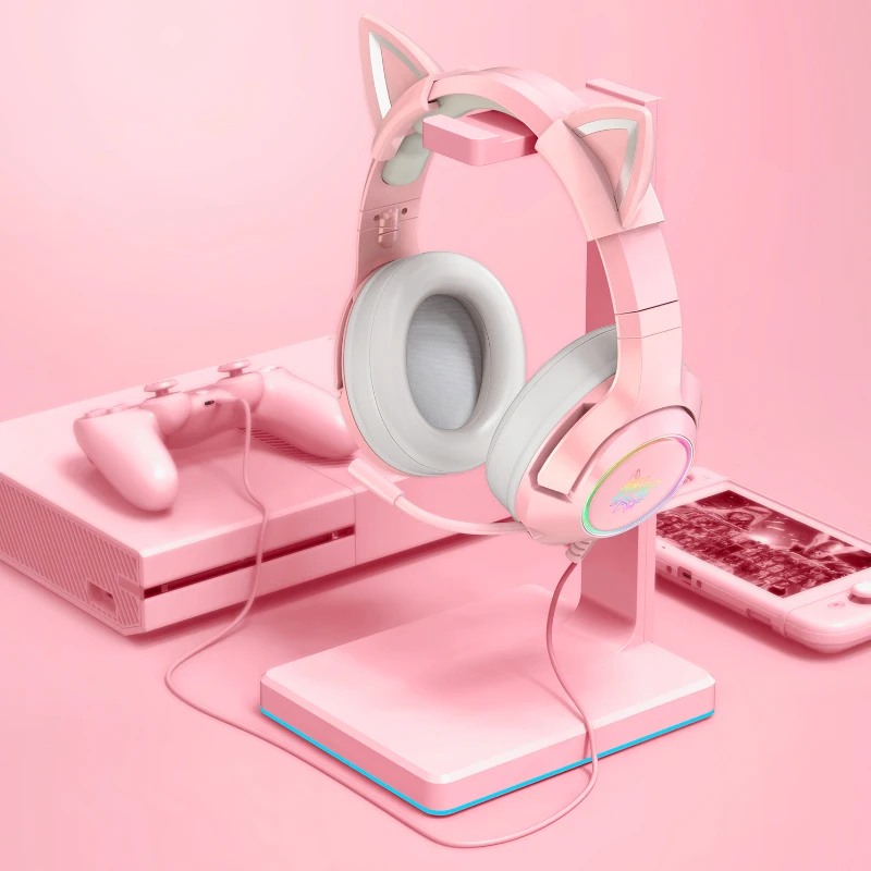 ONIKUMA K9 Pink Cat Ear Headset Girls Wired Stereo Gaming - Main Image