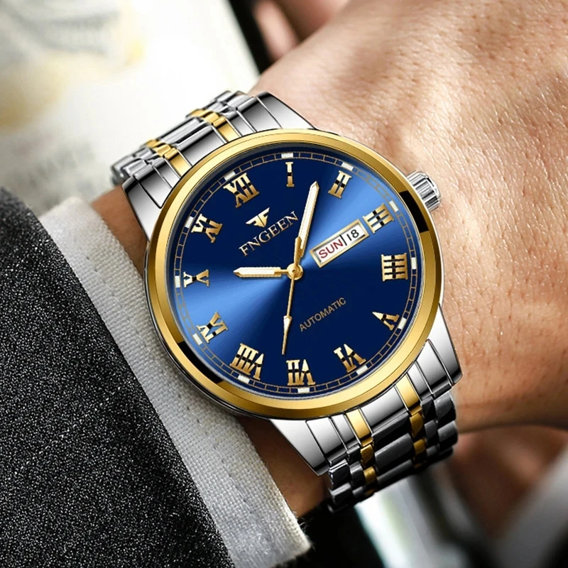 FNGEEN 4002 New Watch for Men Waterproof Sport Stainless Steel Luminous Quartz Watches Mens Wristwatch Relogio Masculino Reloj