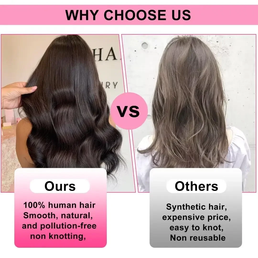 Clip in Hair Extensions Straight Real Human Hair Clip ins Invisible Natural Seamless Clip on Hair Extensions For Women_voghion.com