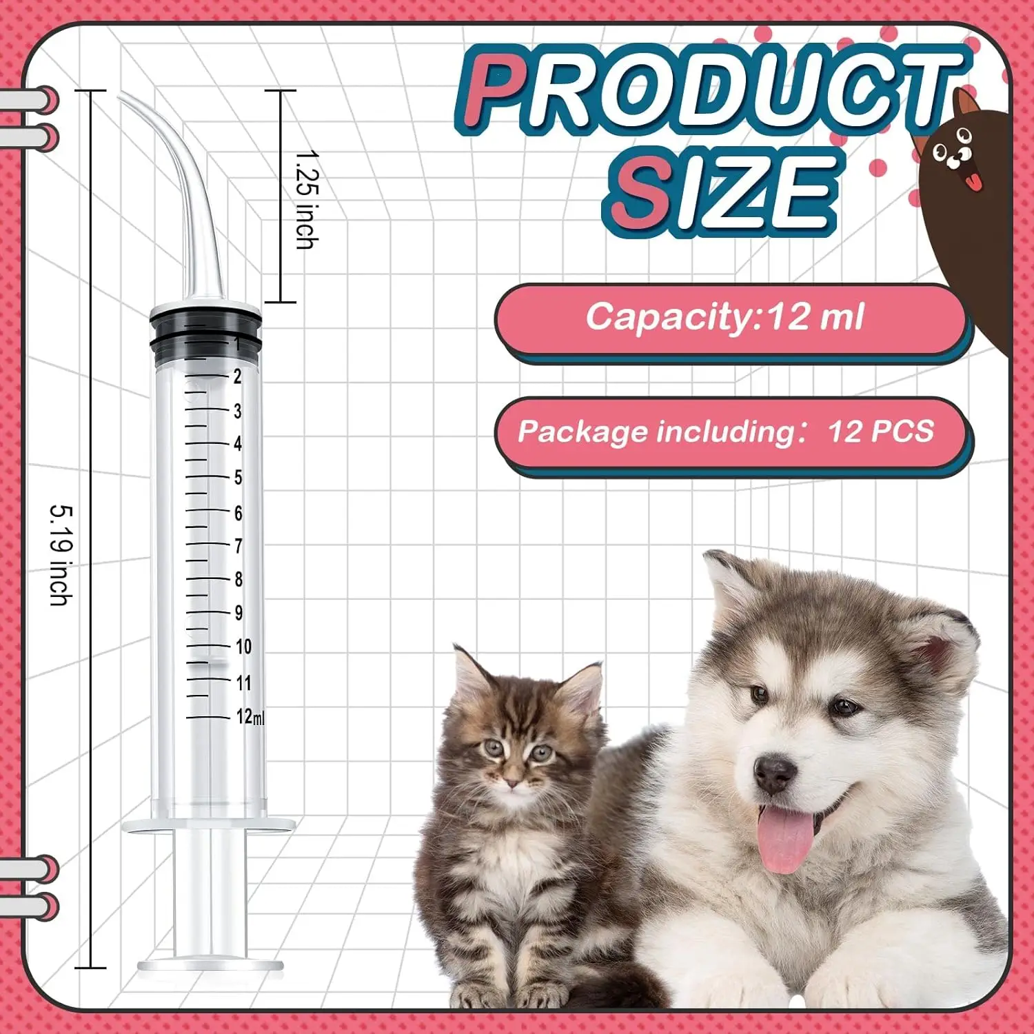 Baby Bird Feeding Syringe 12 ml Pet Liquid Feeding Syringes Kitten Feeder for Small Dogs Cats Puppy Kitten Feeding Supplies