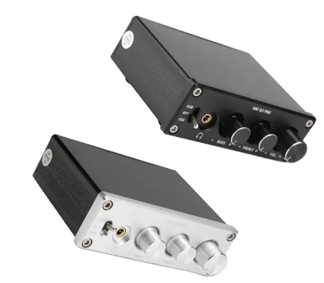 Amplificateur DAC Décodeur Audio - Entrées USB, Coaxial, Fibre, RCA - Sortie Casque 3.5mm - Noir