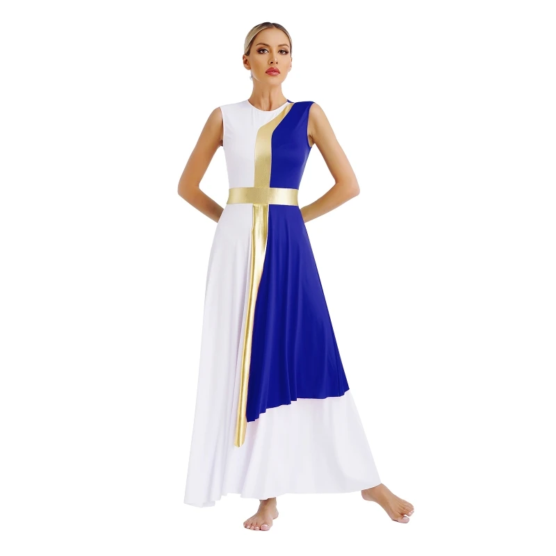 Women's Liturgical Praise Dance Dress Sleeveless Performance Color ...