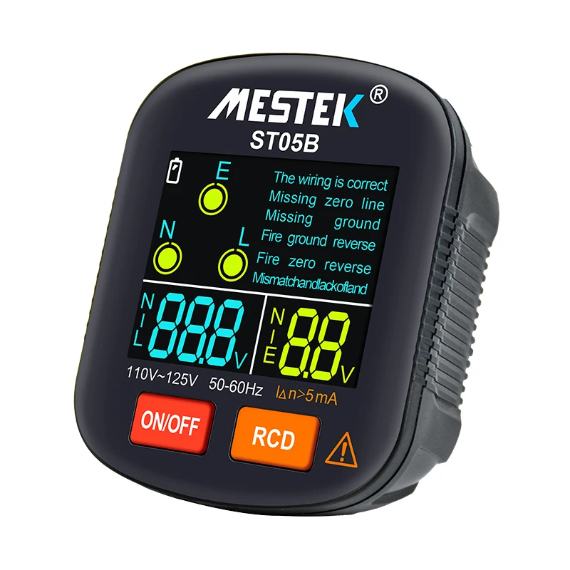 ST05B Socket Standard  US Ground Tester US  Plug Industrial Electric Wall Socket Cheap GFCI RCD Digital Black Socket