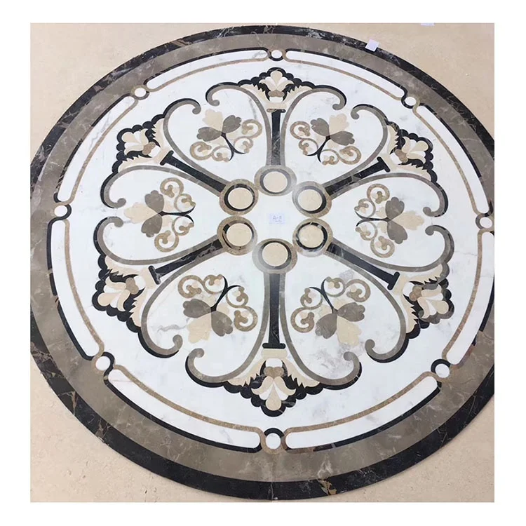 YD STONE Vintage Classic Design Flower Tile Jet Marble Mosaic Polished Surface for Villa Living Room Bathroom Floors 1-Year