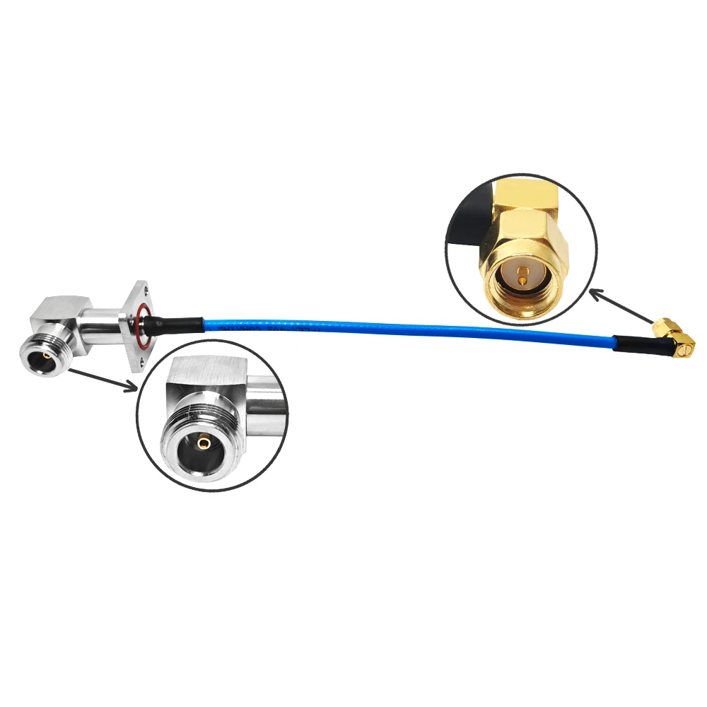 Factory N Female Jack Panel Flange 25.4mm Right Angle RA to Sma Male Plug 90 Degree for SS402 Rf Jumper Cable  Assembly Rohs