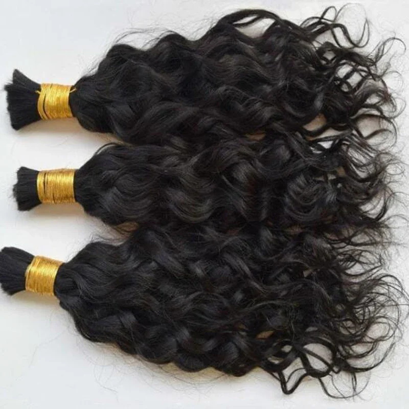 3 pacchi di capelli umani intrecciati alla rinfusa per intrecciare estensioni indiane a onde sciolte_voghion.com