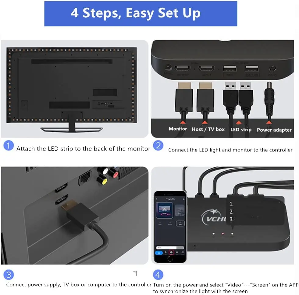 Tuya Wifi Smart Strip Lights Kit TV 4K Sync LED Backlight Ambient Light PC Screen Voice Control with Alexa Google Integration