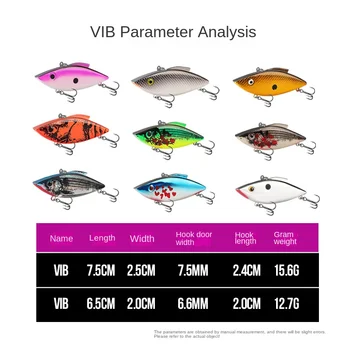 Cheery 65mm 75mm Bionic Vibs Double Hook Crankbait Reflective ABS Hard Lure Fishing for Perch Snapper Tilapia Bream River Stream – Hard Lure – view 3