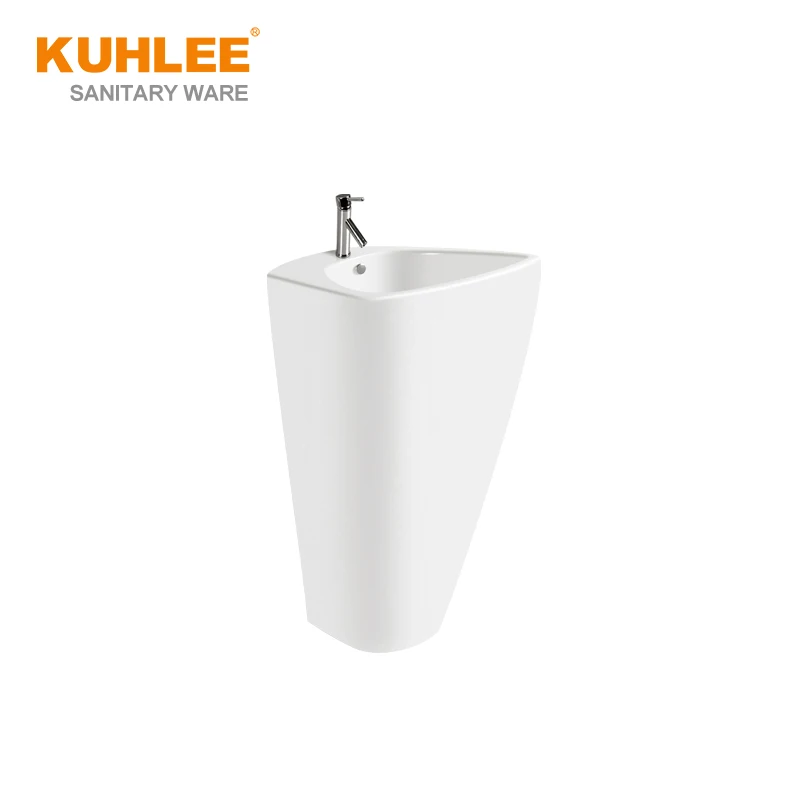 Modern Square Pedestal Wash Basin Sanitary Ware Hotel Floor Standing Wash Basin Sink