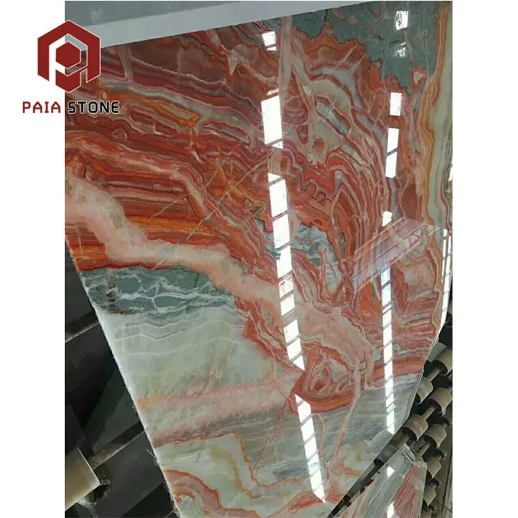 product exotic mexico red mixed color type of marble onyx slab light onyx wall design-3