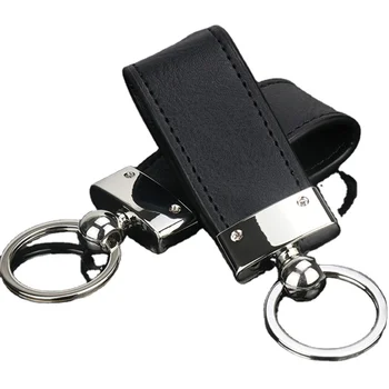male simple keychain black brown leather PU Tradeshow Giveaways key ring custom logo tag promotional giveaways SAHE keychain