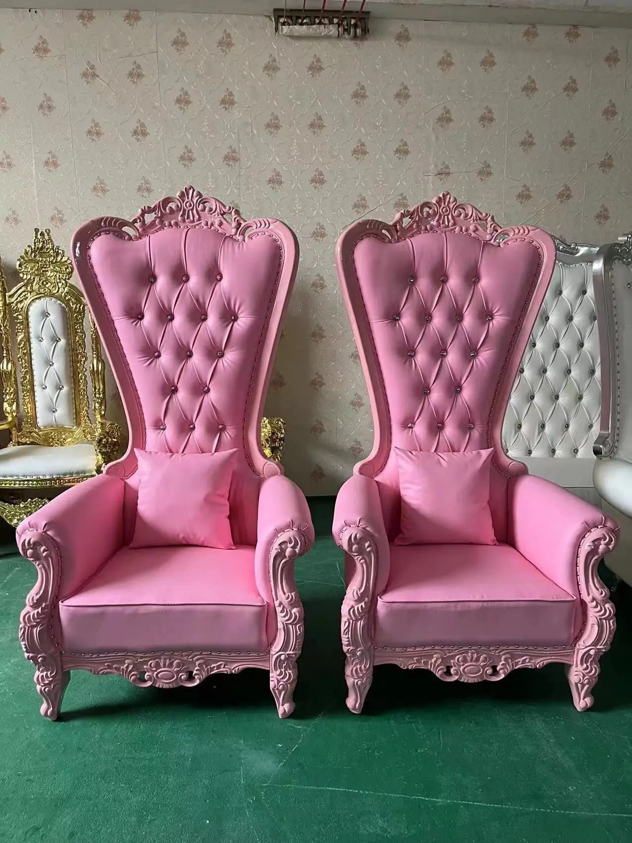 Classic Royal Princess Luxury Wedding High Back Hotel Golden King