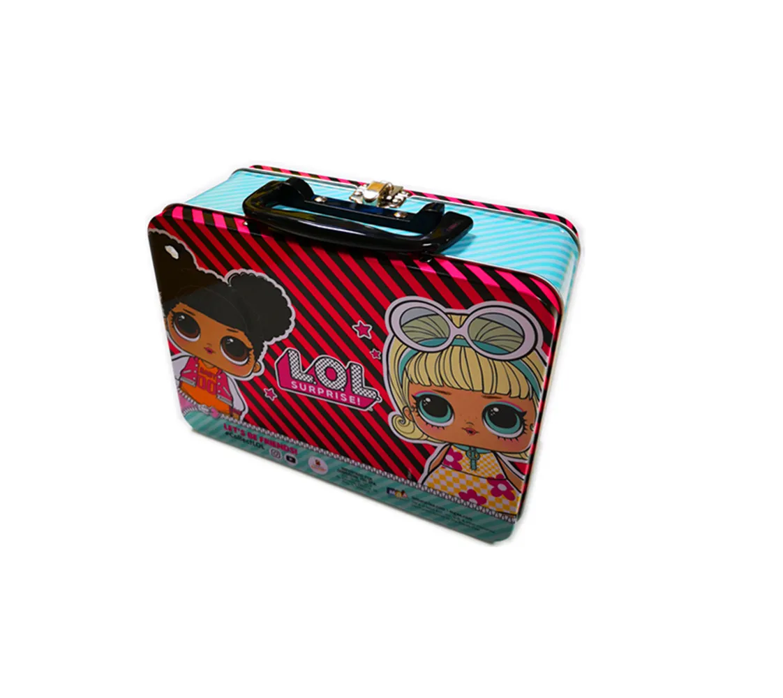 Cuboid shape metal piggy bank cartoon tin box cute character money tin gift box