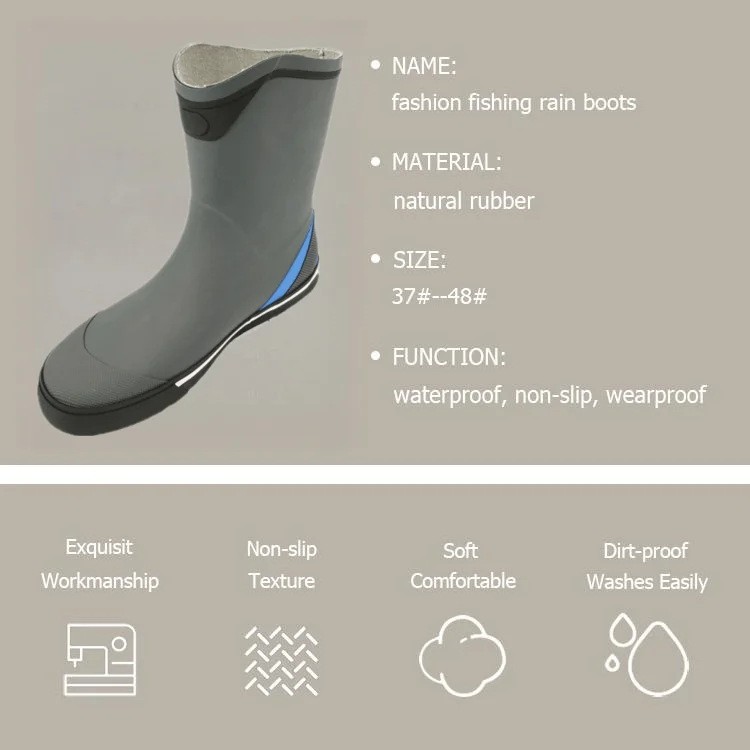 High Quality Rubber Boots Men Light Weight Rain Boots Waterproof Slip